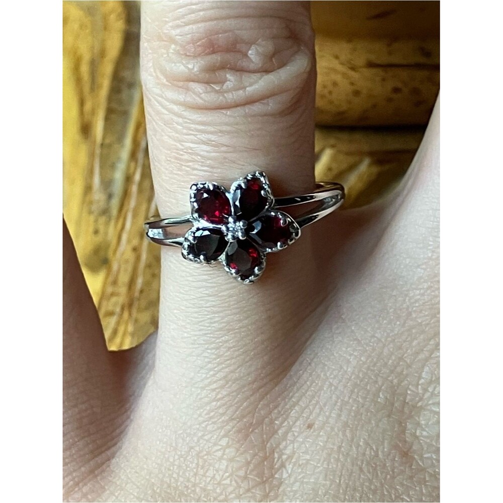 Ant Hill Garnet Moissanite Ring Size 6.75